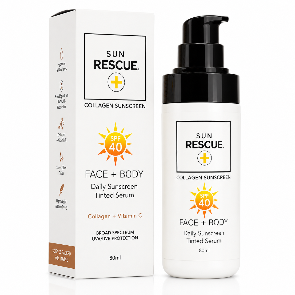 Sun Rescue Daily Tinted Moisturizer SPF 40 for Women – Hydrating Face Moisturizer with Vitamin C & Collagen Peptides – Lightweight Sheer Coverage, Broad Spectrum Sun Protection
