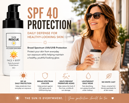 Sun Rescue Daily Tinted Moisturizer SPF 40 for Women – Hydrating Face Moisturizer with Vitamin C & Collagen Peptides – Lightweight Sheer Coverage, Broad Spectrum Sun Protection