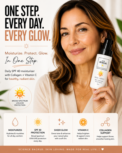 Sun Rescue Daily Tinted Moisturizer SPF 40 for Women – Hydrating Face Moisturizer with Vitamin C & Collagen Peptides – Lightweight Sheer Coverage, Broad Spectrum Sun Protection